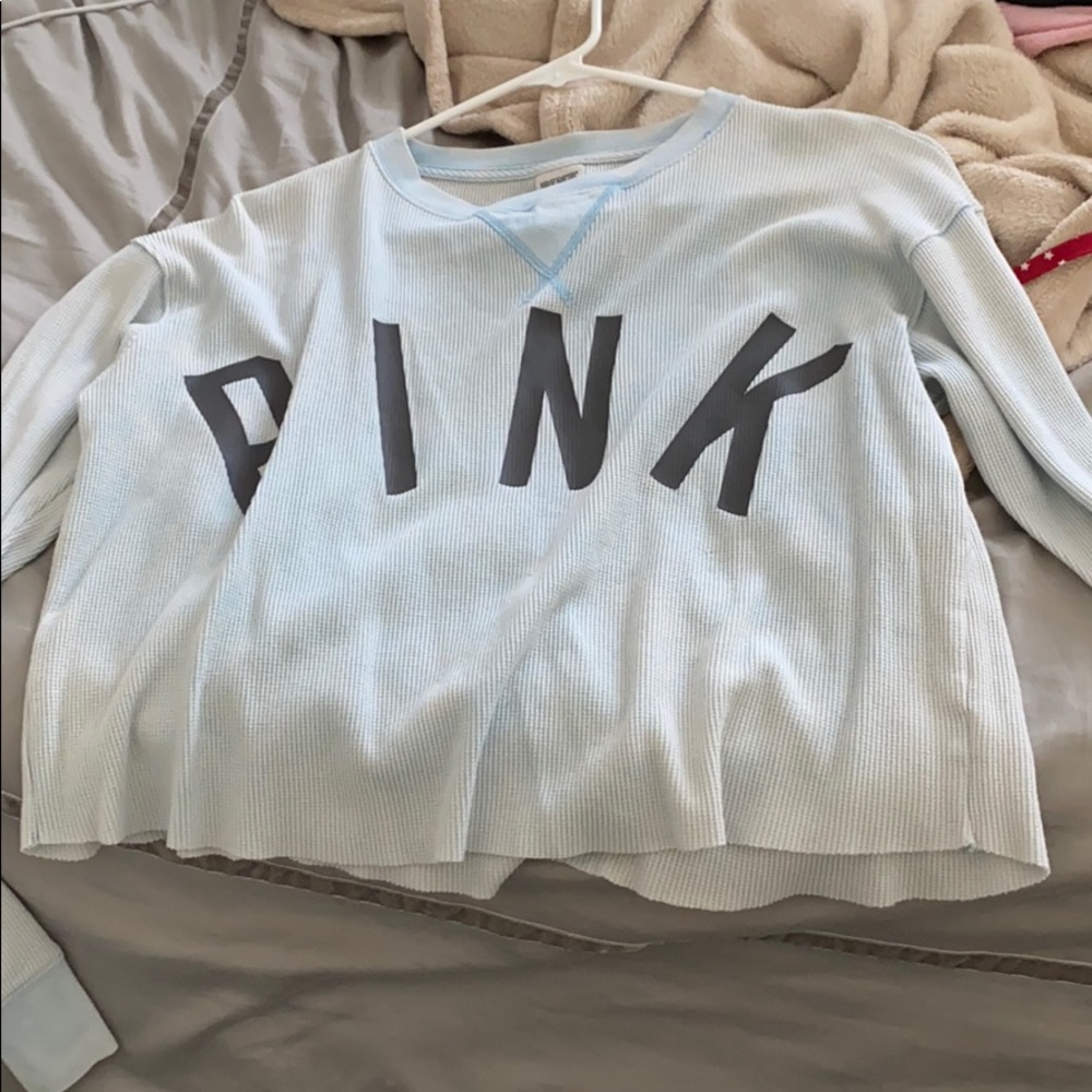 blue long sleeve shirt from pink